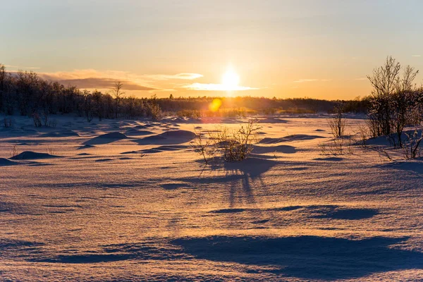 Atardecer Invierno Nuorgam Laponia Finlandia —  Fotos de Stock