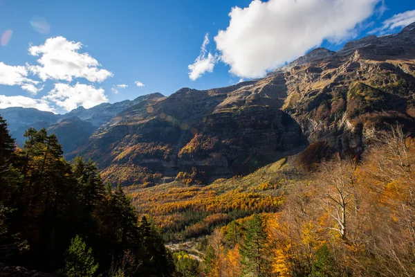 Ordesa Monte Perdido Ulusal Parkı Nda Sonbahar Sahnesi Spanya — Stok fotoğraf