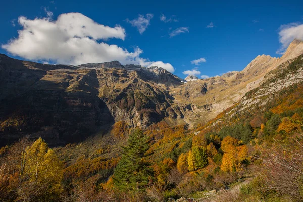 Ordesa Monte Perdido Ulusal Parkı Nda Sonbahar Sahnesi Spanya — Stok fotoğraf
