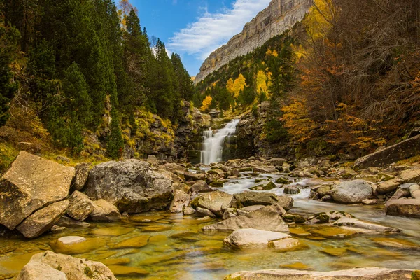 Höstscenen Ordesa Och Monte Perdido National Park Spanien — Stockfoto