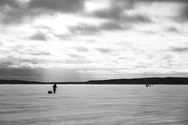 Ski Expedition Inari Lake Lapland Finland — Stock Photo, Image