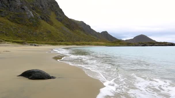 Höstens Strandscen Lofoten Norge — Stockvideo