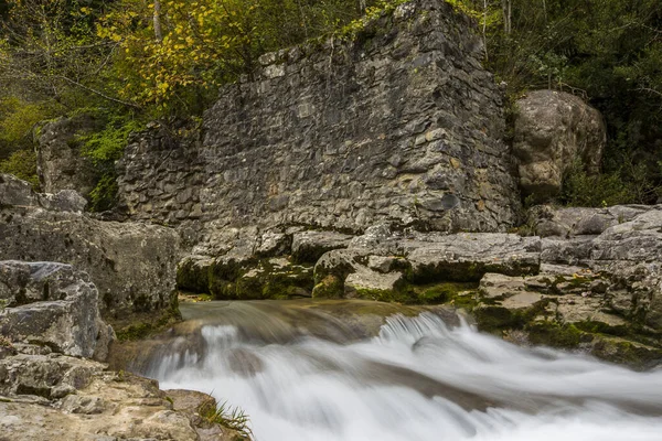 Herfst Scene Ordesa Monte Perdido National Park Spanje — Stockfoto