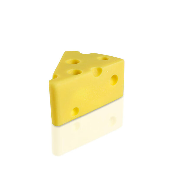 Piece of cheese isolated on white background. with clipping paths.