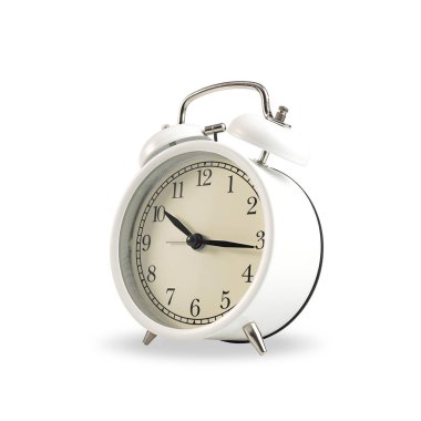 İzole edilmiş arka planda beyaz retro alarm saati. kırpma yolları ile.