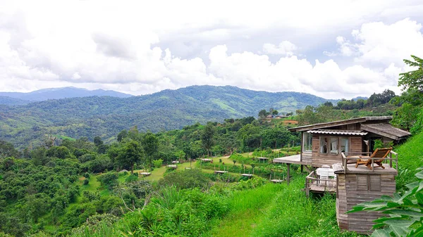 Little Home Den Bergen Thailand Landschaft Blick Auf Die Berge — Stockfoto