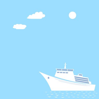 Metniniz için boş alan ile mavi arka plan üzerinde gezisi okyanus liner yaz tatil.