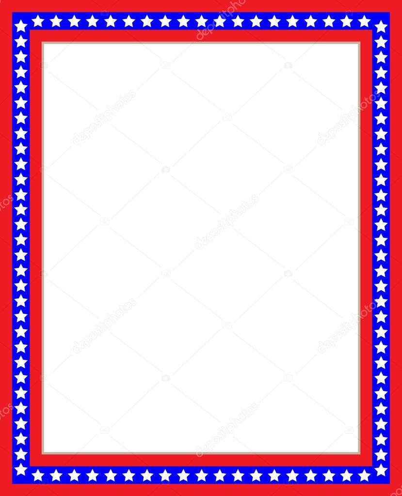 American flag symbols Patriotic border with copy space for your text.