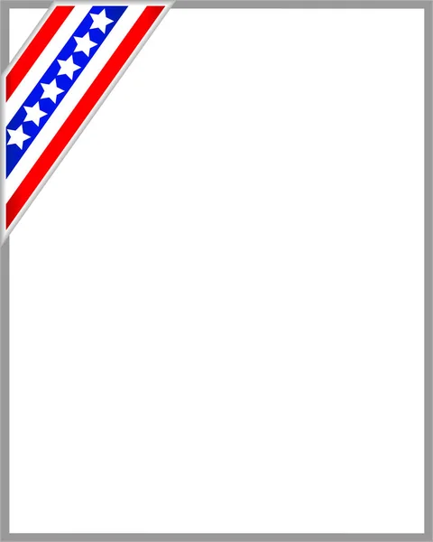 Bandiera americana simboli cornice bordo nastro — Vettoriale Stock