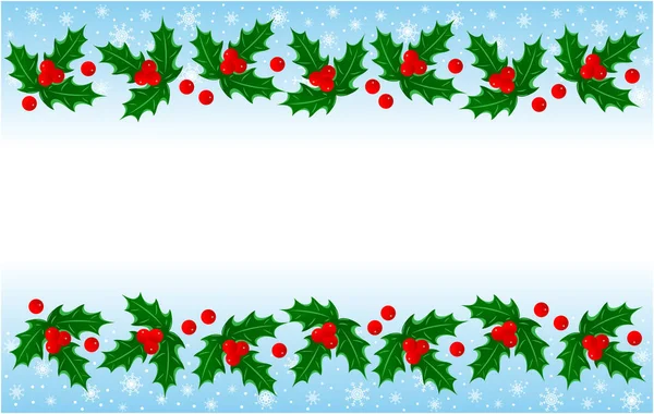 Vánoční Holly Opouští Banner Rám Prázdným Prostorem Pro Váš Text — Stockový vektor
