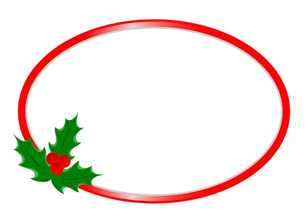 Kerstkaart Ovale Rand Template Met Holly Blad Met Kopieerruimte Voor — Stockvector