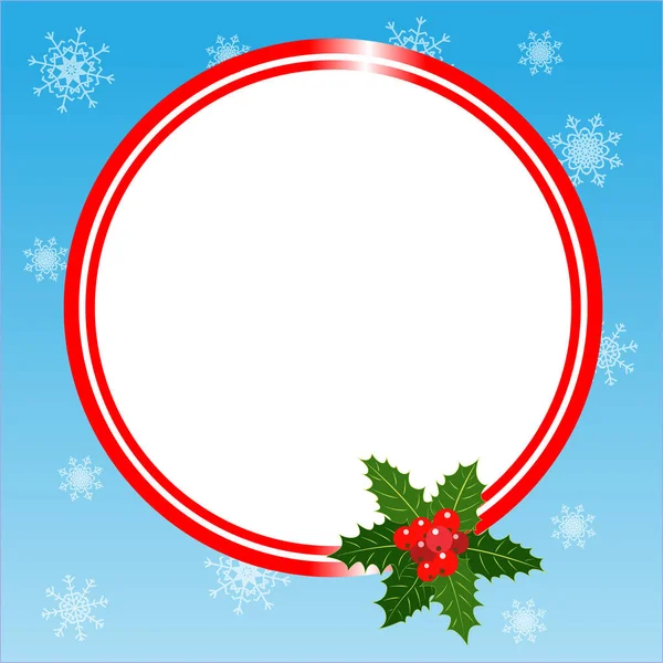 Carte Vœux Noël Modèle Bordure Ronde Avec Feuille Houx Avec — Image vectorielle