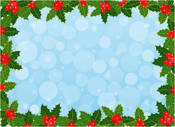 Kerst Frame Achtergrond Met Holly Bladeren Patroon Ontwerp Met Kopieerruimte — Stockvector