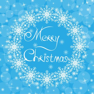 Mutlu Noeller yazan mavi bir Noel kartı