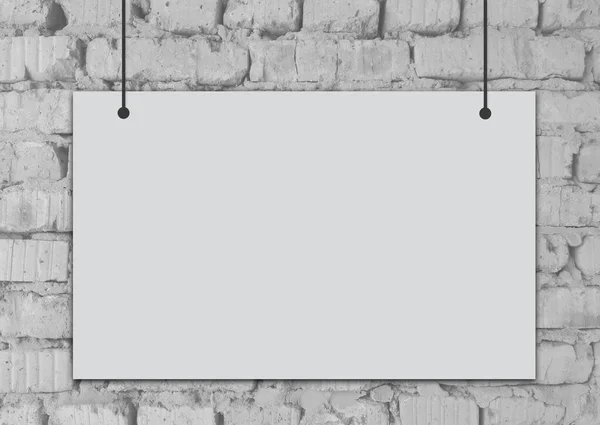 White Board Hanging Brick Wall — Stock Photo, Image