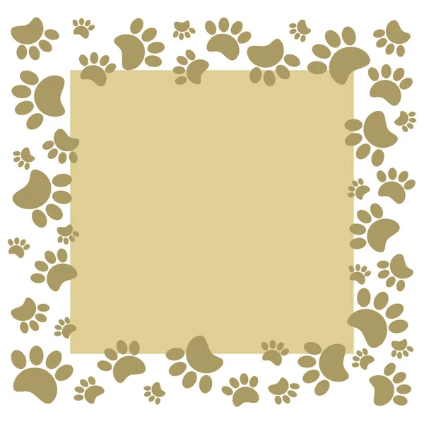 Paws Dierenprints Frame Border Card Achtergrond Met Kopieerruimte Voor Tekst — Stockfoto