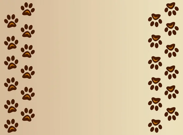 Dog paw prints frame on beige background with blank space for your text and design.