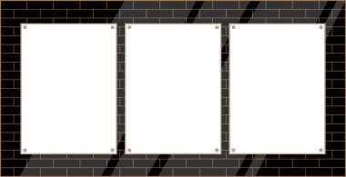 Three paper notes posts template with copy space for your text on the brick wall design template mockup.