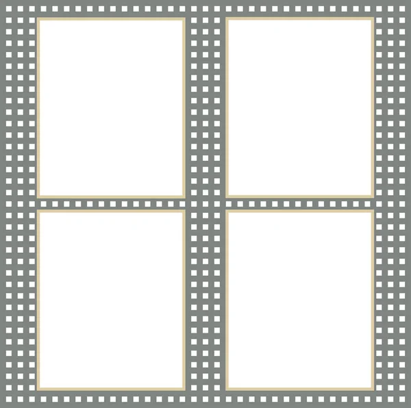 Four White Sign Paper Sheets Blank Space Text Grid Background — Stockvector