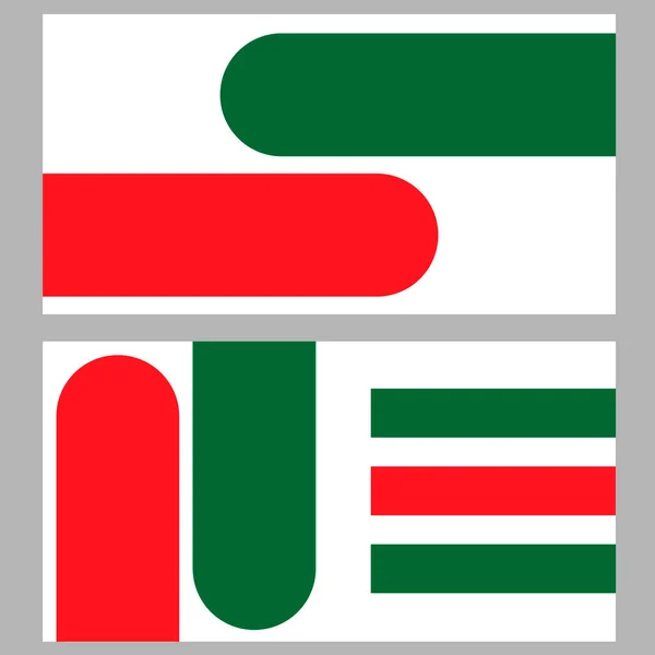 Beyaz Arka Planda Yeşil Şekilli Kartvizit Talyan Macar Bayrağını Simgeliyor — Stok Vektör