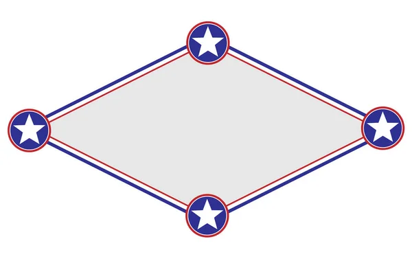 Flagga Stjärnor Symboler Grå Diamant Formad Gräns Med Tomt Utrymme — Stock vektor