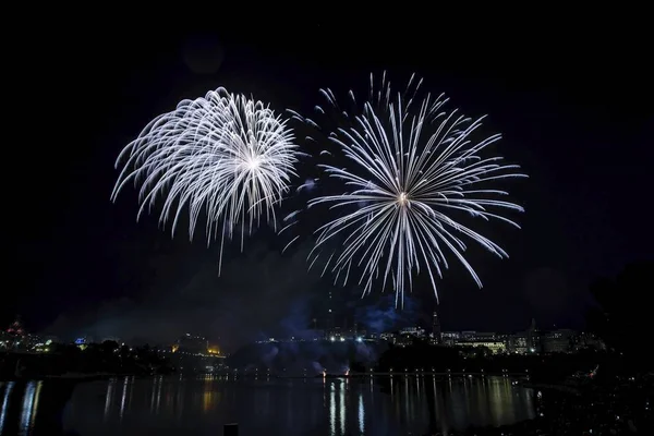 Fireworks set against a dark sky