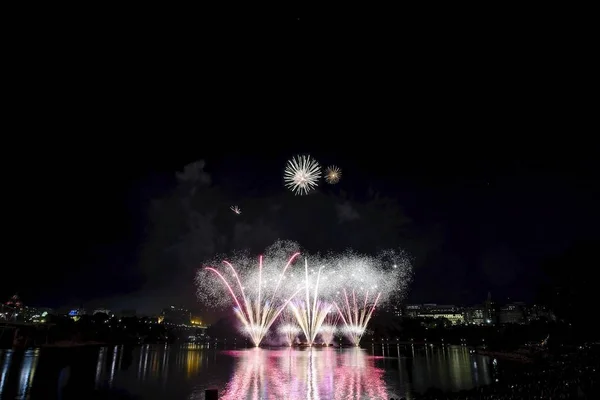 Fireworks Set Dark Sky — Stock Photo, Image