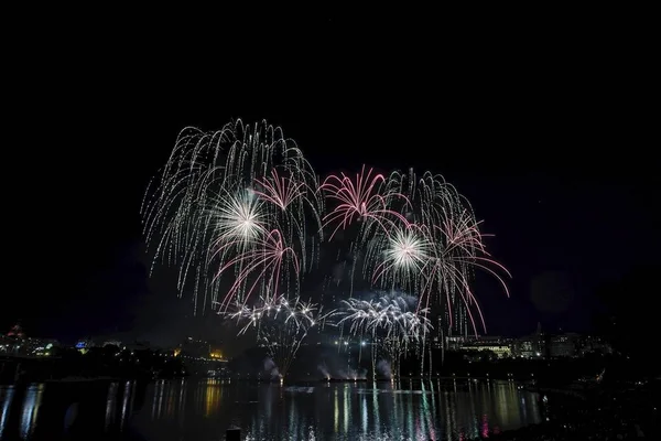 Fireworks set against a dark sky