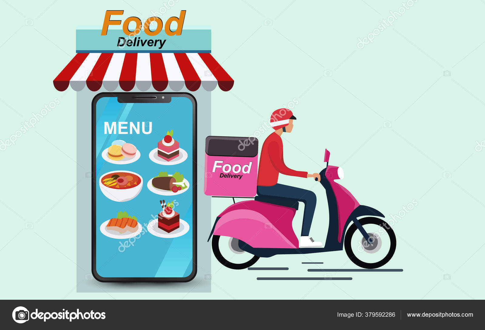 Food Delivery Mobile App Illustration Online Food Delivery Including Food  Stock Vector by ©pongsirionkham 379592286