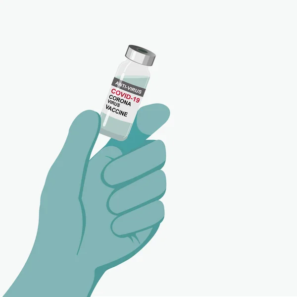 Ručně Noste Rukavice Vakcínu Používá Prevenci Imunizaci Léčbě Koronavirové Infekce — Stockový vektor