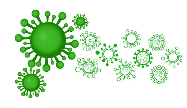Coronavirus Covid Symbol Green Virus Symbol White Background Simple Set — Stock Vector