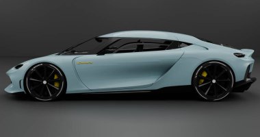 İzole edilmiş arkaplanda Koenigsegg Gemera 'nın 3B canlandırması
