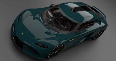 İzole edilmiş arkaplanda Koenigsegg Gemera 'nın 3B canlandırması