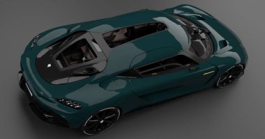 İzole edilmiş arkaplanda Koenigsegg Gemera 'nın 3B canlandırması