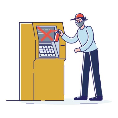 ATM 'deki maskeli adam. Sokak vandalizmi ve vandalizmi