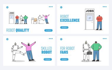 İniş sayfaları insan robotlara karşı. Ofis konseptinde robot otomasyonu