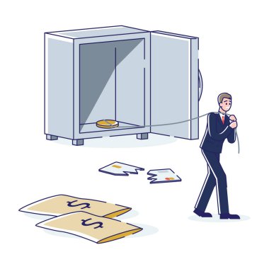 İşadamı boş para kasasıyla iflas etti. Ekonomik kriz ve başarısızlık kavramı