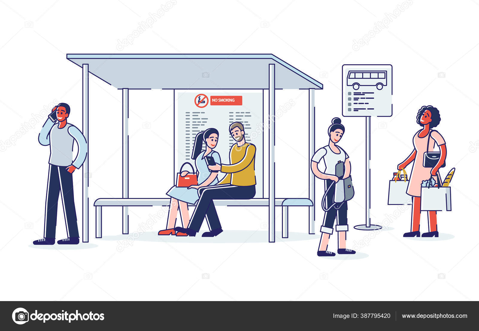 Group of people on bus station. Diverse cartoon characters waiting for bus on schedule station Stock Vector Image by ©zuperia #387795420 Group of people on bus station. Diverse cartoon characters waiting for bus on schedule station Stock Vector Image by ©zuperia #387795420