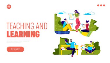 Eğitim web sitesi için öğretmenlik ve öğrenme sayfası. Uzaktan eğitim ve öğrenim kavramı