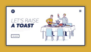 İniş sayfası için kadeh kaldıralım. Şarap kadehleriyle bayram masasında duran erkekler için.