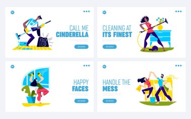 Evi temizlerken dans et. Dans eden ve temizlik yapan komik çizgi film karakterleri.