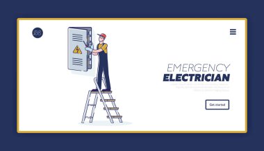 Elektrik hizmeti web sitesi iniş sayfası mühendislik ve elektrik servis paneli kabinesi ile çalışıyor