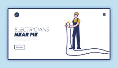 Profesyonel elektrikçi hizmeti web sitesi ana sayfası veya iniş sayfası tasarımı