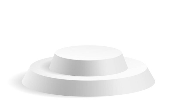 White circle podium template. 3d base stand or studio pedestal round platform showroom