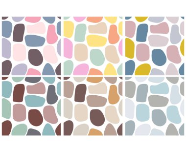 Taşlı, soyut, modern, pürüzsüz desenler. Tekstil basımı için ideal. Vektör illüstrasyonu