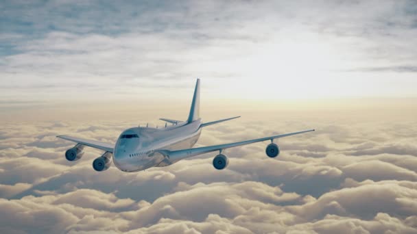 Un gran avión sobre las nubes. Aviones de pasajeros — Vídeos de Stock