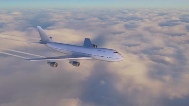 Big airplane over the clouds. Passenger aircraft — Stock Video