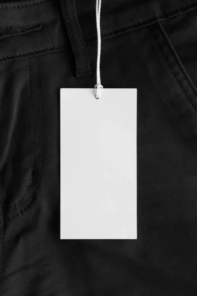 White Tag Mockup Black Pants — Stock Photo, Image