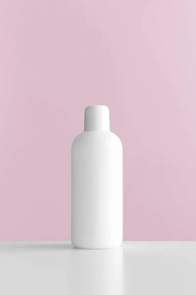 Witte Cosmetische Fles Mockup Met Roze Achtergrond — Stockfoto