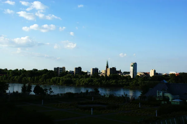 Río Vístula Polonia Puesta Sol Río Panorama Ciudad Capital —  Fotos de Stock